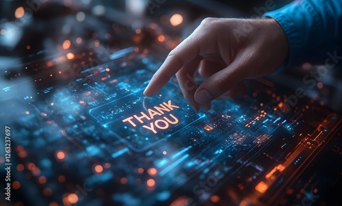 Futuristic Digital Interface with Thank You Message