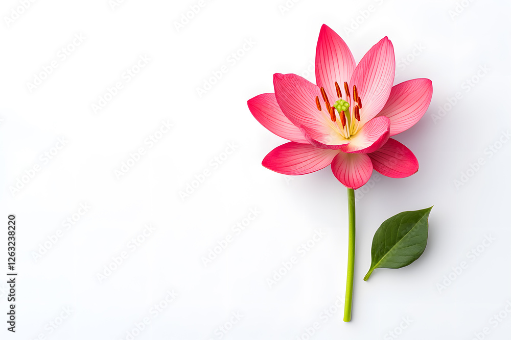 Naklejka premium Pink Lotus flower blossom isolated on white background. Water lily flower close up