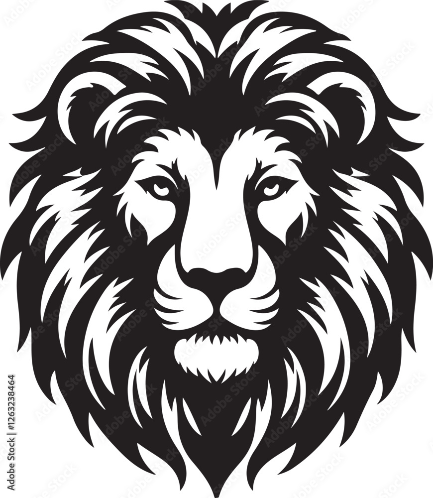 Fototapeta premium Lion head silhouette vector art illustration