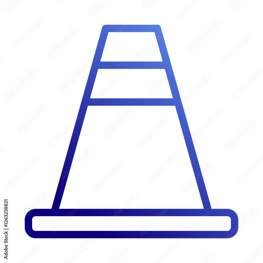 Gradient Blue Road Cone Isolated Illustration Gradient Blue Road Cone Isolated Illustration