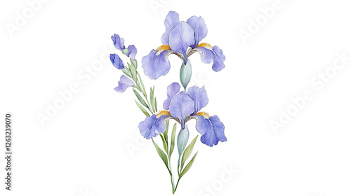 Wallpaper Mural A painting of two purple flowers with green leaves Torontodigital.ca