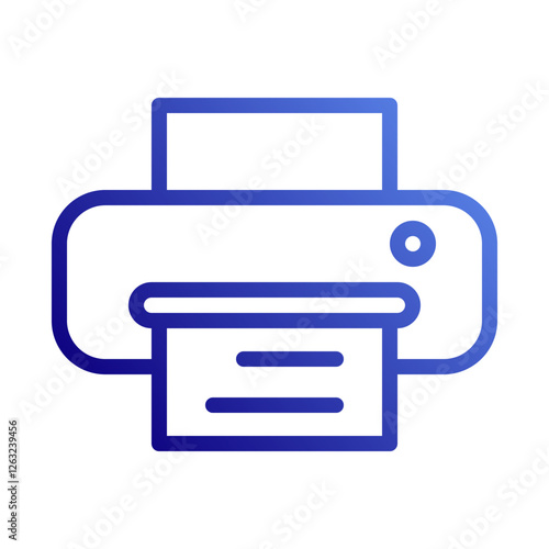 Stylized Modern Printer Icon with Paper Output