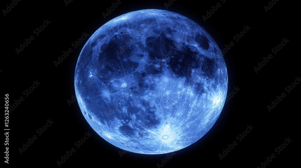 Obraz premium Blue Moon Surface Detailed Observation