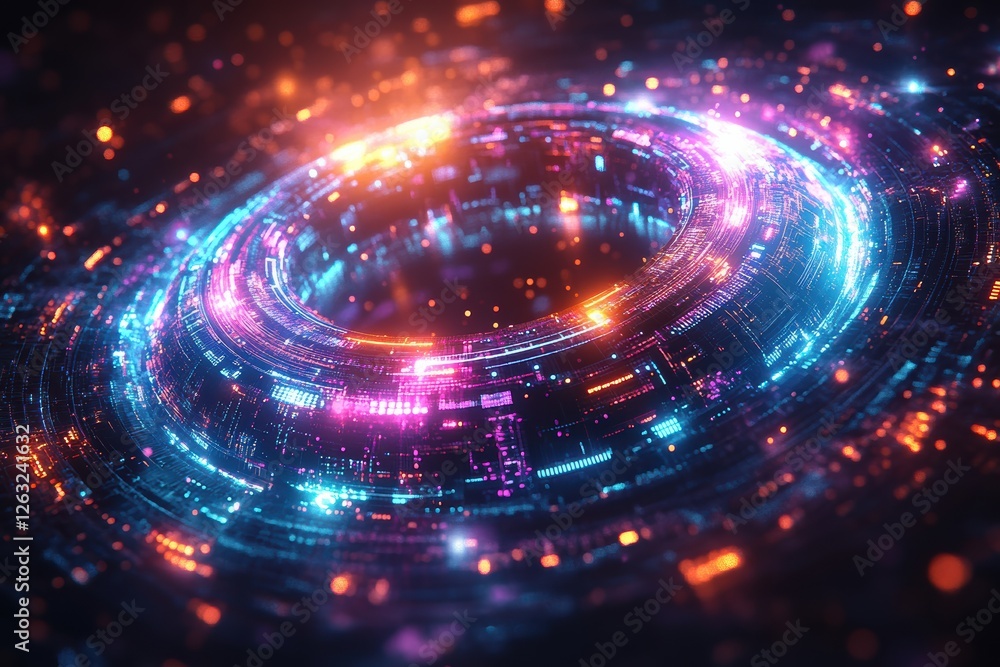 Obraz premium Visual representation of digital technology in vibrant neon colors