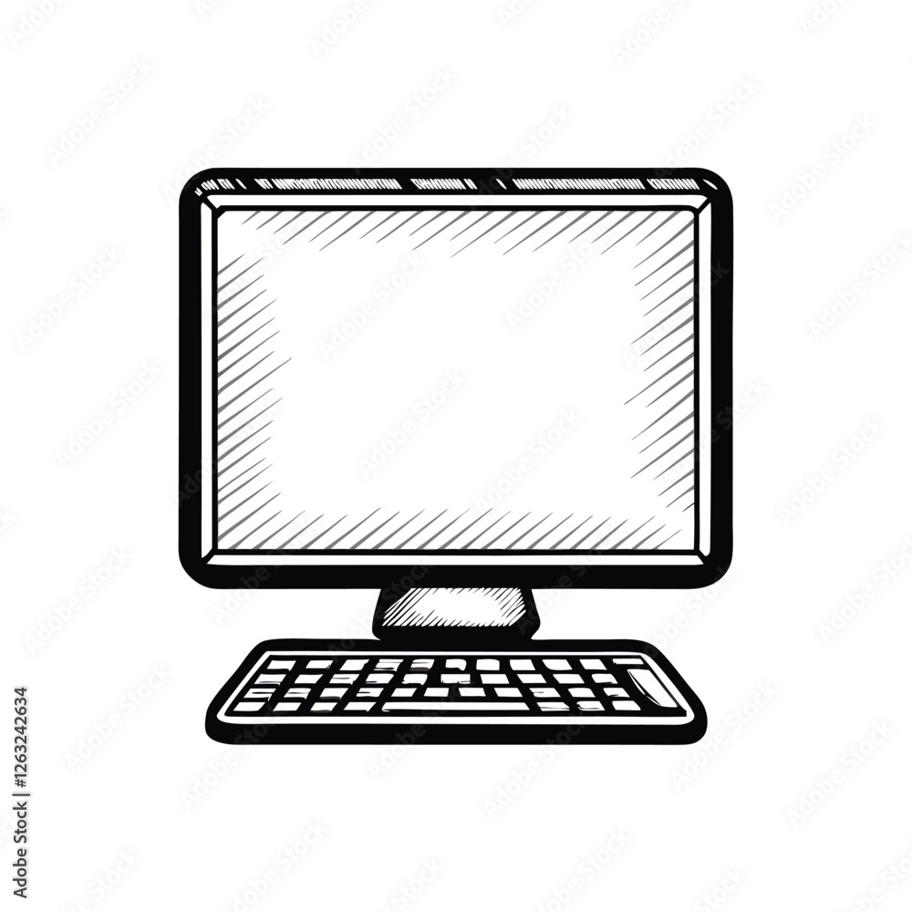Editable stroke vector graphic of a computer monitor, isolated on a transparent background, suitable for website design and app interfaces. Editable stroke vector graphic of a computer monitor, isolated on a transparent background, suitable for website design and app interfaces.