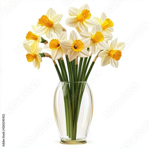 Wallpaper Mural Bunch of Daffodils in glass vase, isolated on white Torontodigital.ca