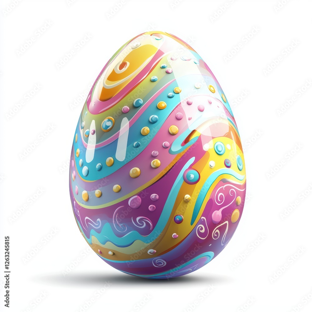 Colorful Easter egg with intricate patterns and a glossy finish