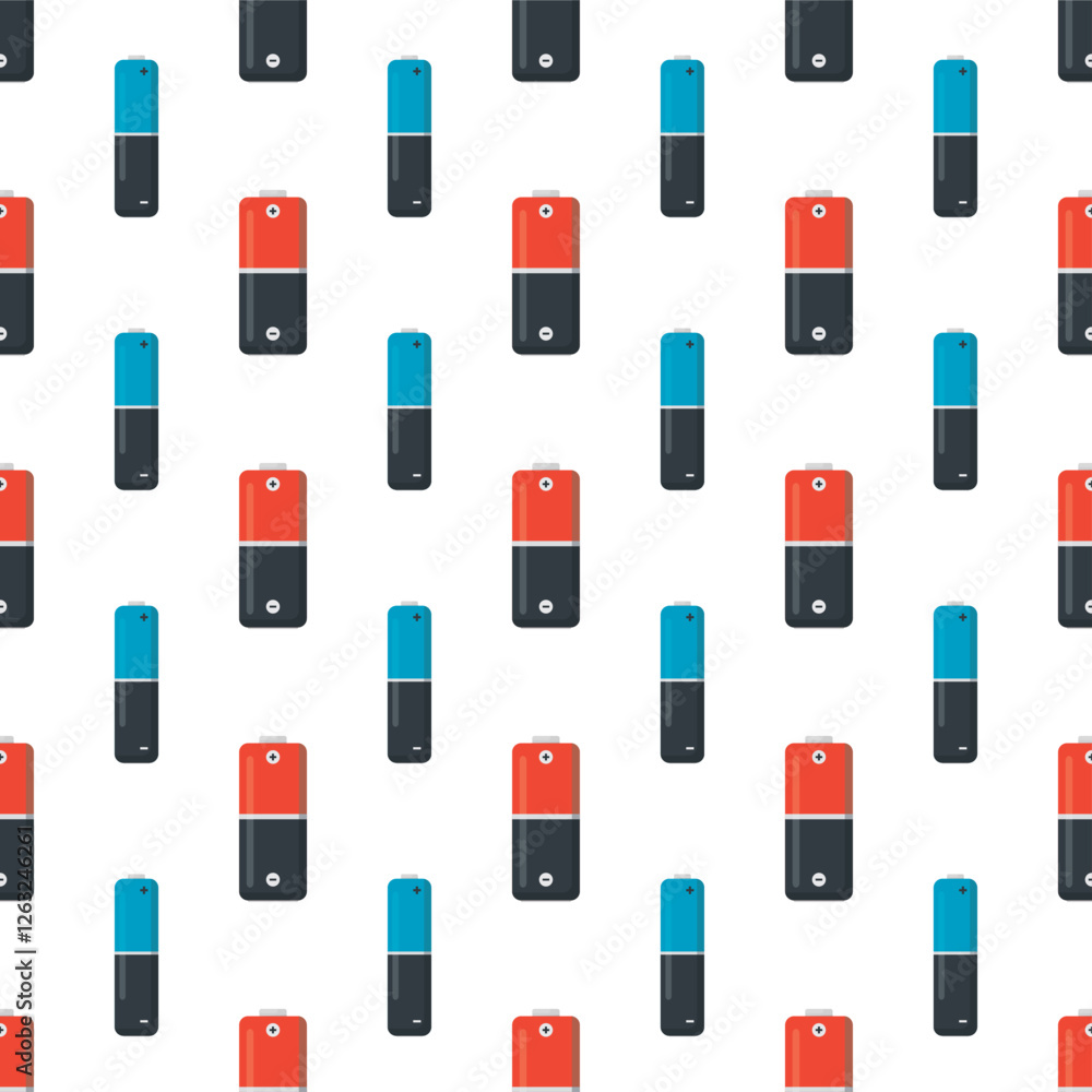 Seamless pattern with various battery icons. Texture pattern with battery indicator signs isolated on white background. Accumulator power elements, wallpaper template. Seamless pattern with various battery icons. Texture pattern with battery indicator signs isolated on white background. Accumulator power elements, wallpaper template.
