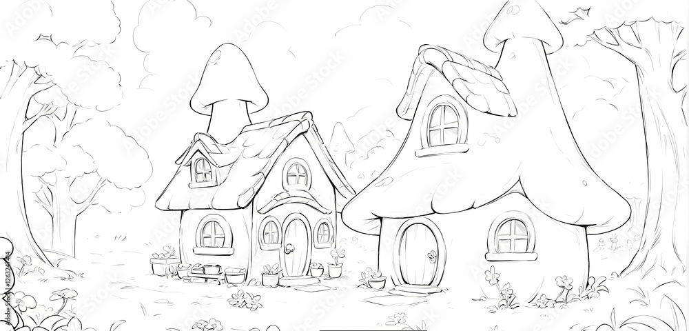 Fototapeta premium Smurfs' houses in the forest