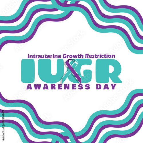 IUGR (Intrauterine Growth Restriction) Awareness Day to celebrate on March 12th. Two-color campaign ribbon with bold text on white background.