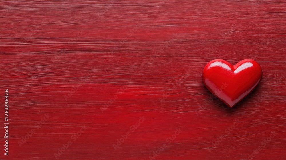 Vibrant Red Background with a Glossy Heart Shape Symbolizing Love and Passion in Artistic Style Vibrant Red Background with a Glossy Heart Shape Symbolizing Love and Passion in Artistic Style
