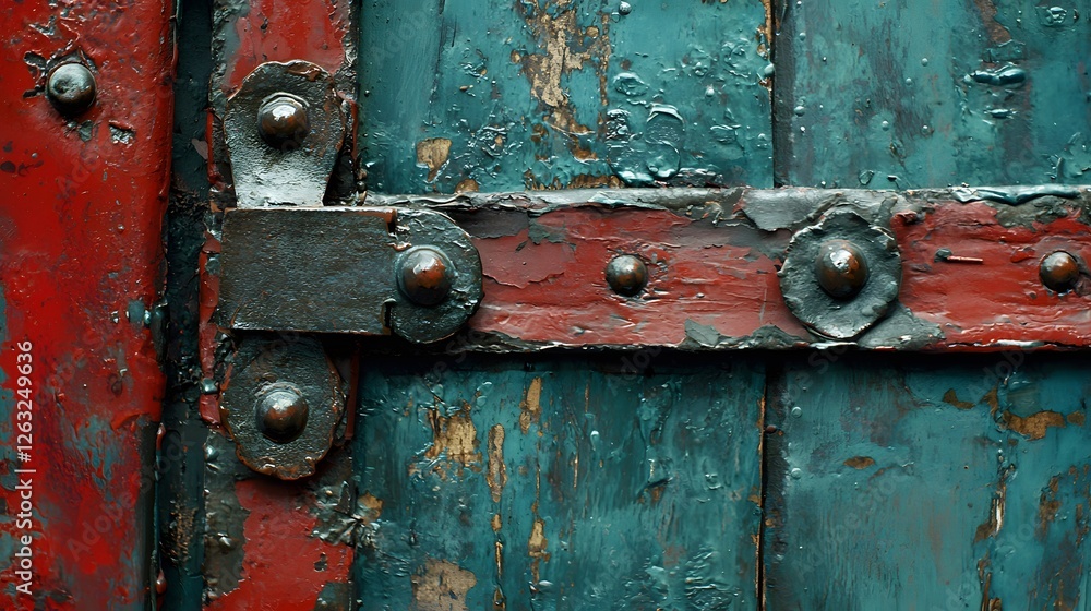 Detailed Close-Up of an Old Weathered Wooden Door with Rusted Hinge Detailed Close-Up of an Old Weathered Wooden Door with Rusted Hinge