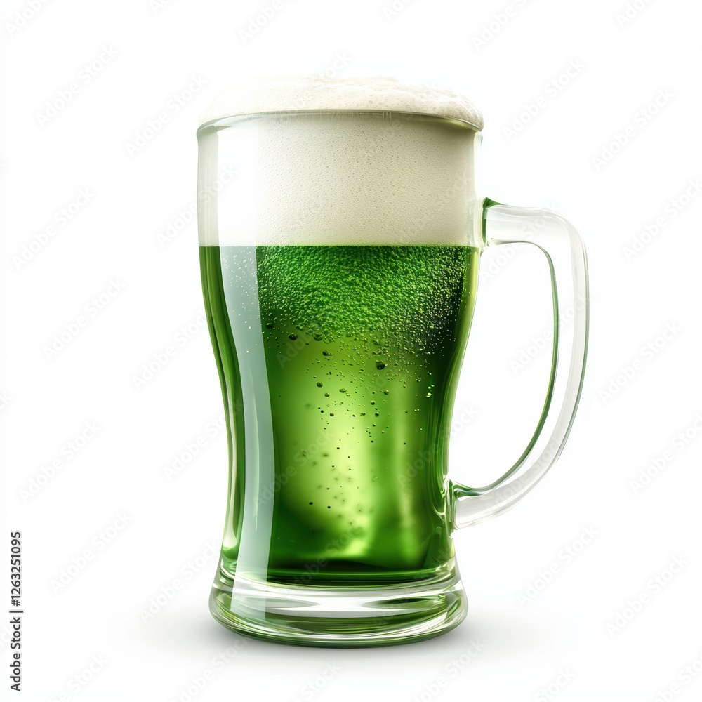 Pint of Green Beer with frothy head, isolated on white Pint of Green Beer with frothy head, isolated on white