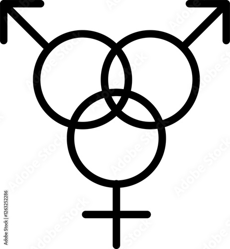 Gender line icons set. Sexual orientation sign. LGBT symbols of hetero and homo couples, female, male or unisex, asexual people. Contour sex identity emblems. Vector sign symbols icon collection.