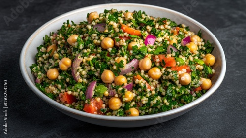 Wallpaper Mural Bowl of mediterranean chickpea salad with tomatoes and fresh vegetables healthy vegetarian meal Torontodigital.ca