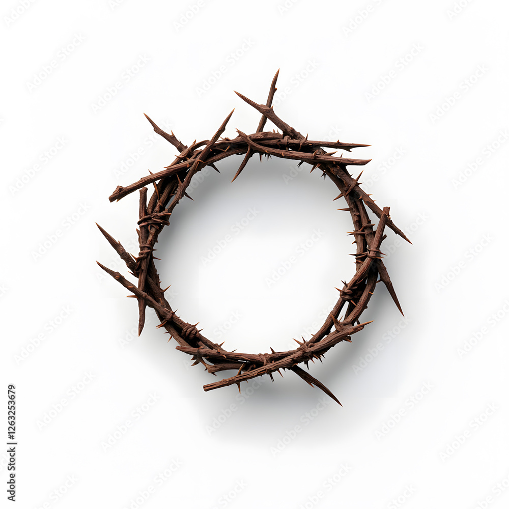 Fototapeta premium A crown of thorns top view isolated on a white background