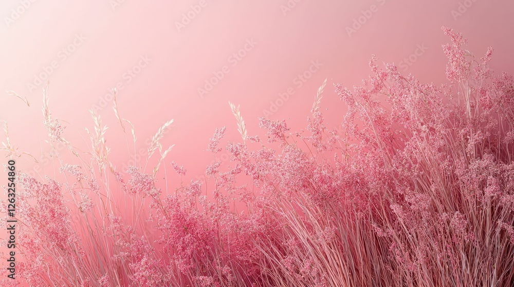 Pink Grass Field Serenity Pastel Hues Backdrop Pink Grass Field Serenity Pastel Hues Backdrop