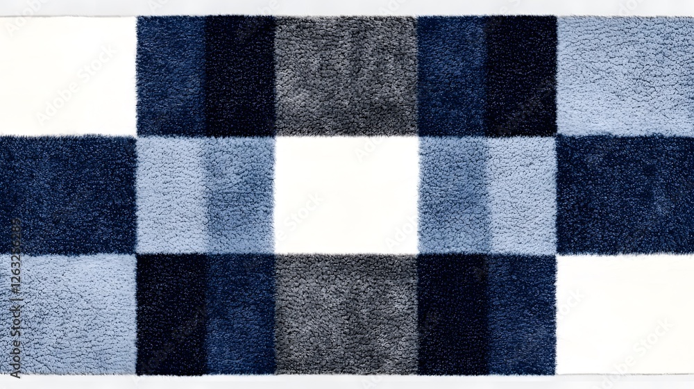 Fototapeta premium Soft Textured Area Rug in Blue Shades with Geometric Pattern Design