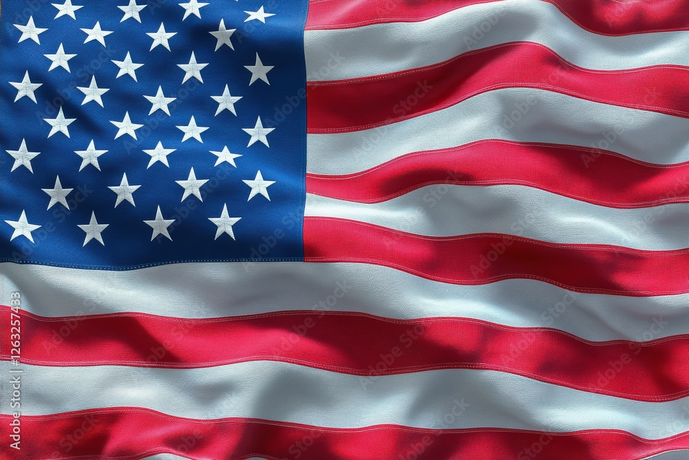 Obraz premium Waving US flag isolated on a smooth background showcasing its iconic design