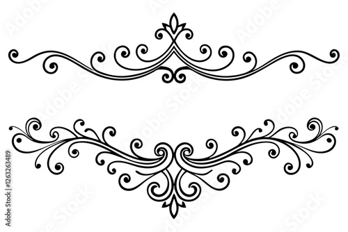 Elegant Vintage Dividers & Ornate Flourishes: Classic Decorative Line Art & Calligraphic Borders