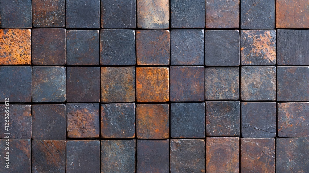 Dark Textured Wooden Blocks Arranged in Neat Grid Pattern Dark Textured Wooden Blocks Arranged in Neat Grid Pattern