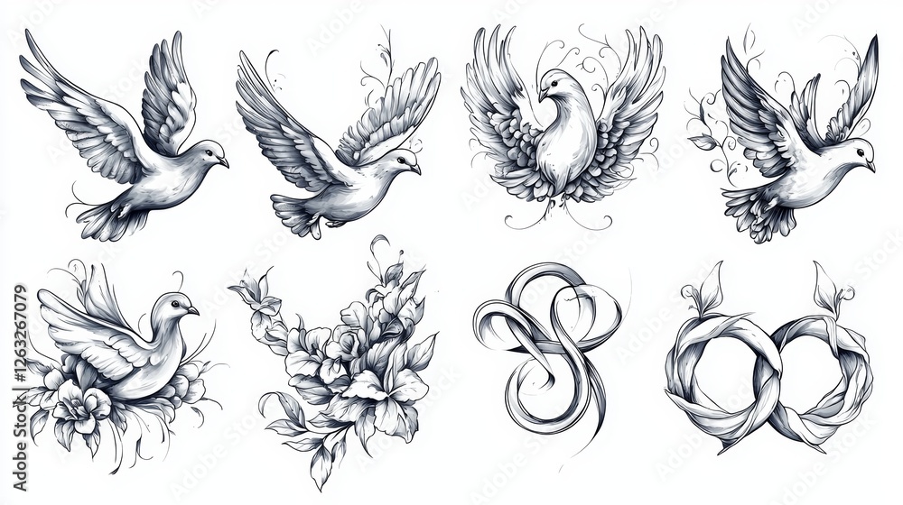 Fototapeta premium Tattoo doves