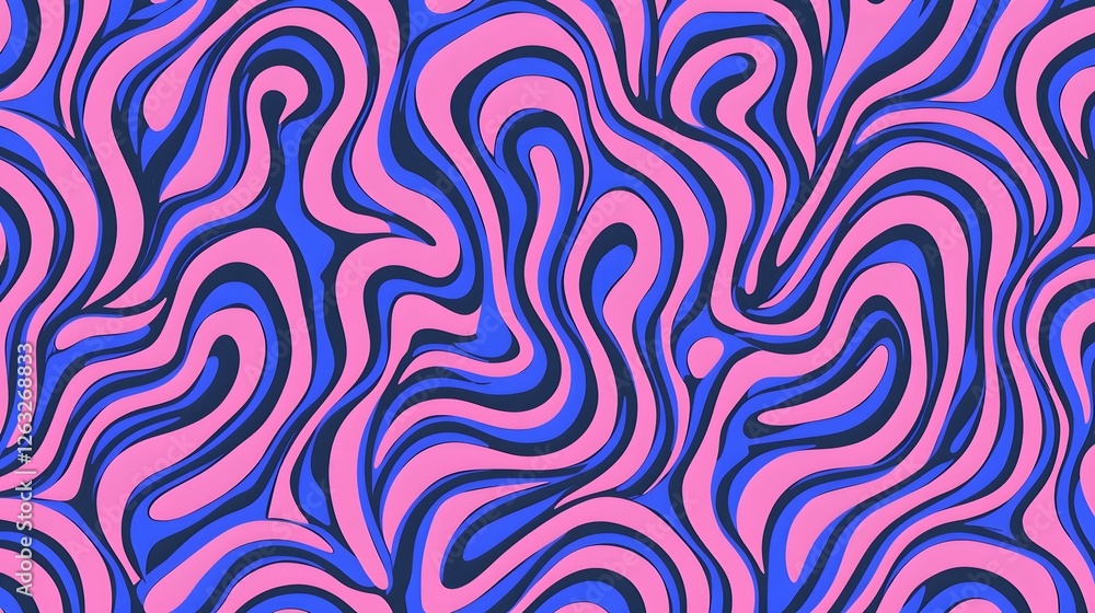 Colorful Abstract Waves Pattern with Pink and Blue Curves Colorful Abstract Waves Pattern with Pink and Blue Curves