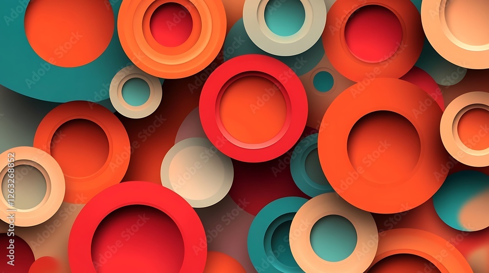 Abstract Overlapping Circles in Warm Colors Abstract Overlapping Circles in Warm Colors