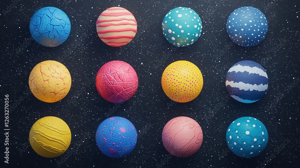 Fototapeta premium Vibrant fantasy planets floating in a whimsical space gigapixel standard scale colorful viewpoint