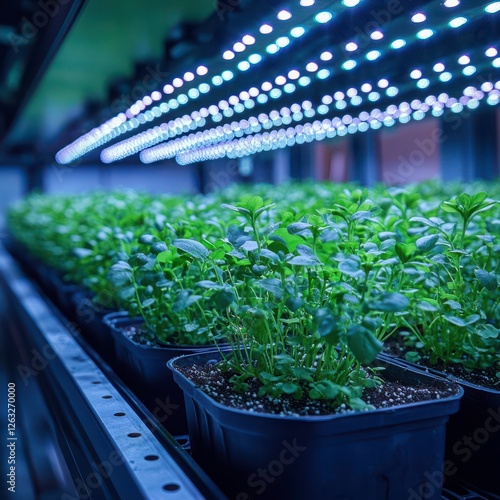 Indoor Gardening with LED Grow Lights in Greenhouse