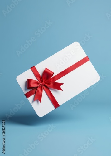 Wallpaper Mural White credit or gift card with red ribbon isolated on blue background - 3d illustration credit cards card banking payment credit online business finance money Torontodigital.ca