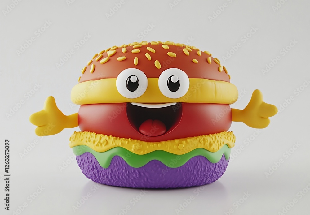 Happy cartoon hamburger character with arms and legs. Happy cartoon hamburger character with arms and legs.