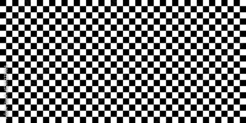 horizontal black and white checked sport or racing flag for background and design. Chess board. Racing flag pattern, texture. Vector illustration.