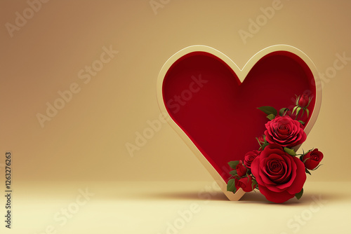Minimalist heart with roses inside – stylish romantic stock image for branding and editorial use