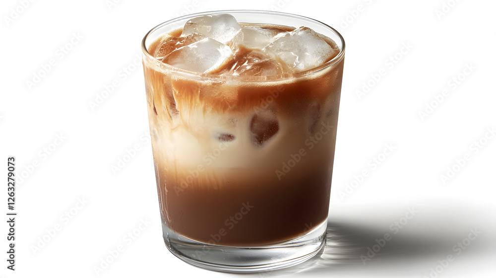 Refreshing Iced Americano with Double Shot and Ice in a Glass on White Background Refreshing Iced Americano with Double Shot and Ice in a Glass on White Background