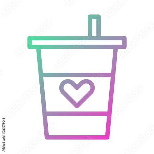 Gradient Love Coffee Cup Aesthetic Illustration