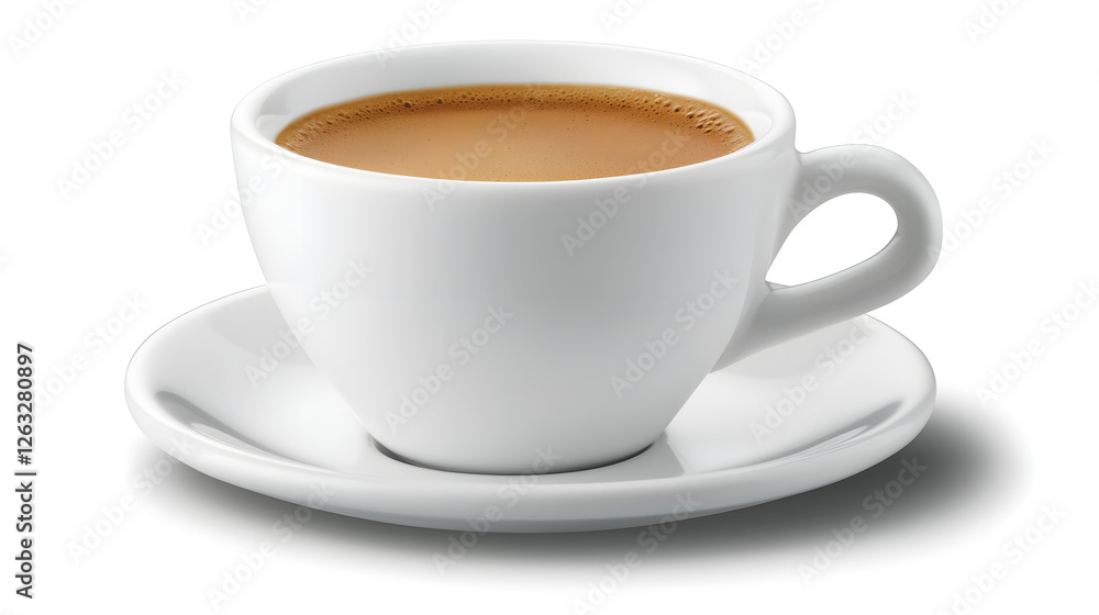 Classic Italian Ristretto Espresso in a White Cup on a Saucer, Perfect for Coffee Lovers Classic Italian Ristretto Espresso in a White Cup on a Saucer, Perfect for Coffee Lovers