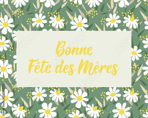 Mother's Day card. Translation from French - Happy Mother's Day. Perfect design for greeting cards, posters and social media. French Lettering.