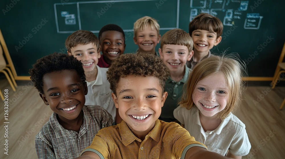 Obraz premium Smiling children in a classroom elementary school gigapixel scale cheerful environment group snapshot joyful learning