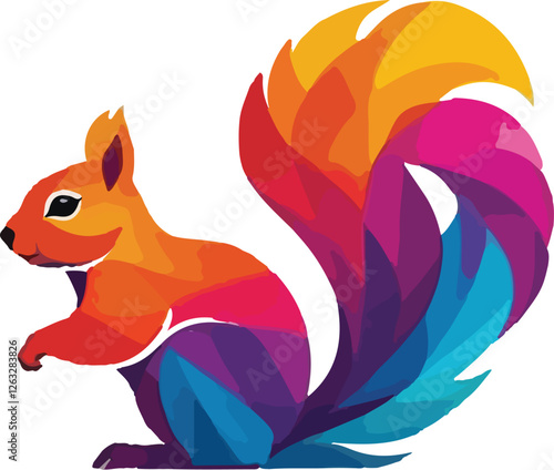 Colorful Squirrel Illustration vector design, Squirrel logo and icon Design