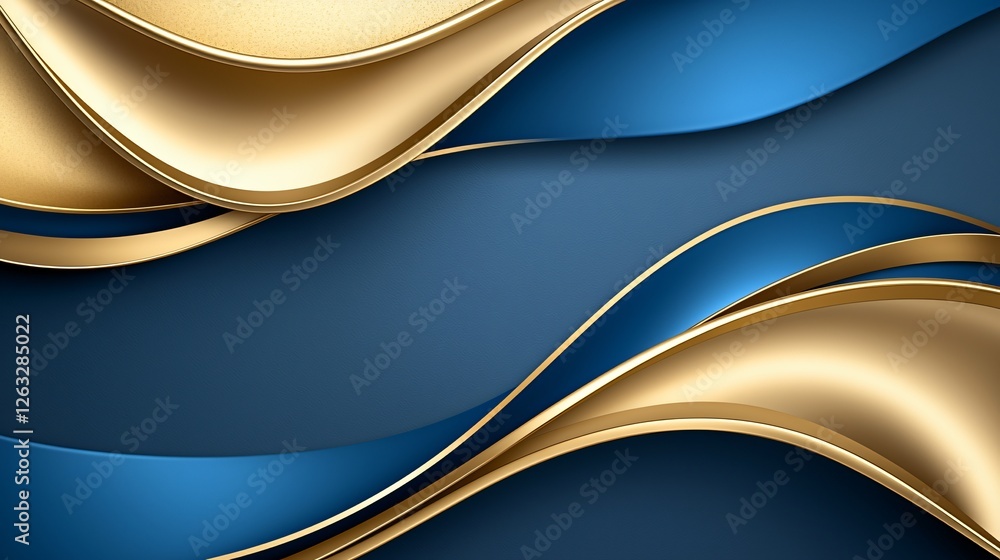 Fototapeta premium Abstract gold blue wave design, background texture