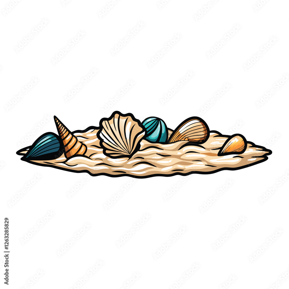Naklejka premium editable-stroke-vector-of-a-seashell-collection-on (1).eps