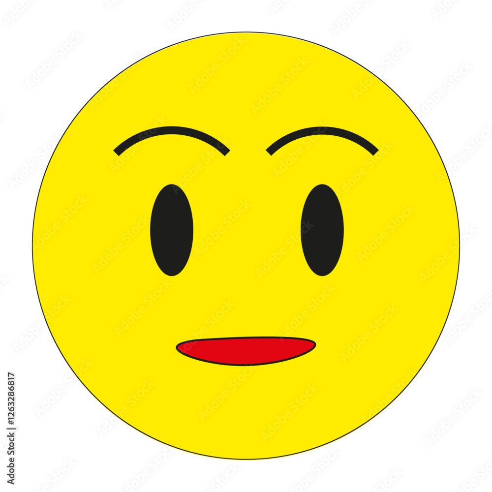 Fototapeta premium Yellow face emoji. Expression vector icon. Surprised smile illustration. Flat cartoon design. EPS 10.