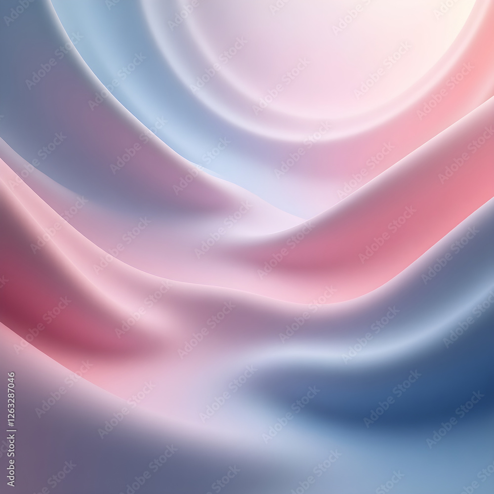 Fototapeta premium Elegant Abstract Pastel Background with Smooth Waves in Soft Blue and Pink Tones – Minimalist and Futuristic Design for Spring, Women's Day, and Modern Aesthetic Projects