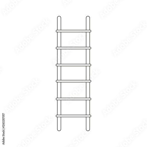 Ladder outline icon. Climbing vector symbol. Simple straight ladder. Black and white shape. EPS 10.