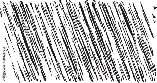 Monochrome texture composed of irregular graphic elements. Distressed uneven grunge background. Abstract vector illustration. Overlay for interesting effect and depth. Isolated on white background.