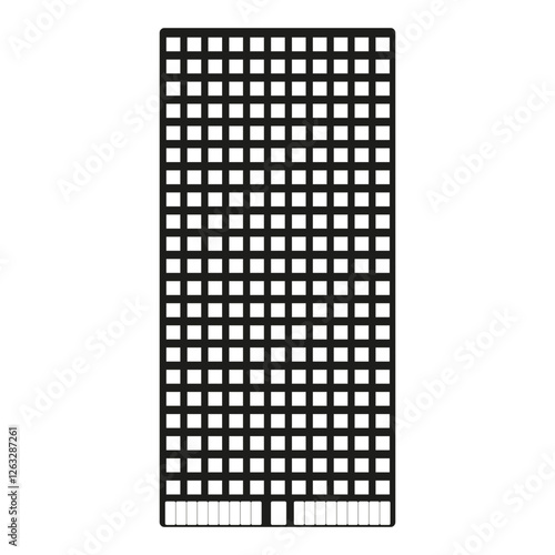 Tall building icon. Black antenna structure. Vector urban shape. Skyscraper design. EPS 10.