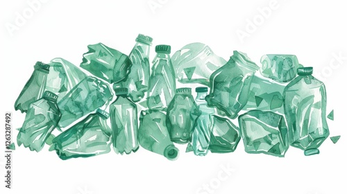 Colorful Pile of Plastic Bottles Symbolizes Growing Plastic Pollution and Its Impact on the Environment. Generative AI