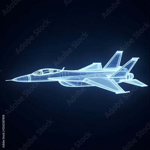 Fototapet Flying Supersonic fighter jet airplane for Airforce Plane Military Aviation Tech