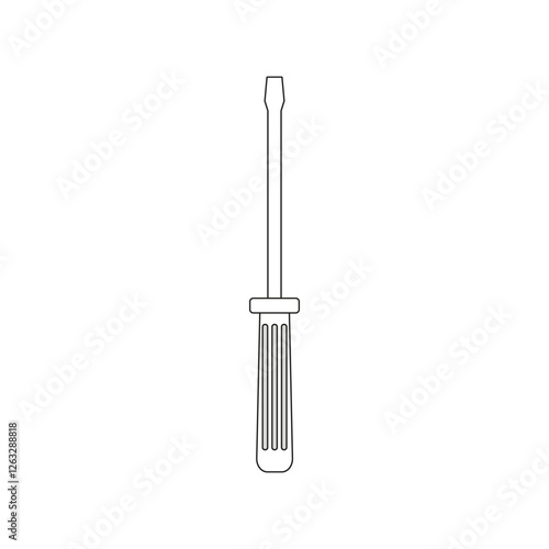 Screwdriver tool icon. Outline black vector. Simple manual equipment. Hardware utility shape. EPS 10.